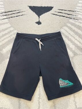Men's Black Casual Drawstring Shorts with Crocodile Accent